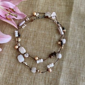 Silpada MOP, Pearl, Rose Quartz Retired Necklace